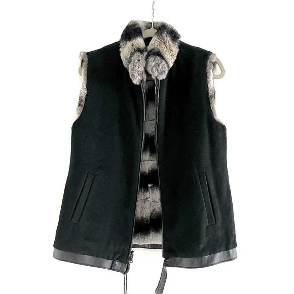 Adrienne Landau Luxurious Rabbit Fur and Cashmere Reversible Vest - Picture 6 of 13